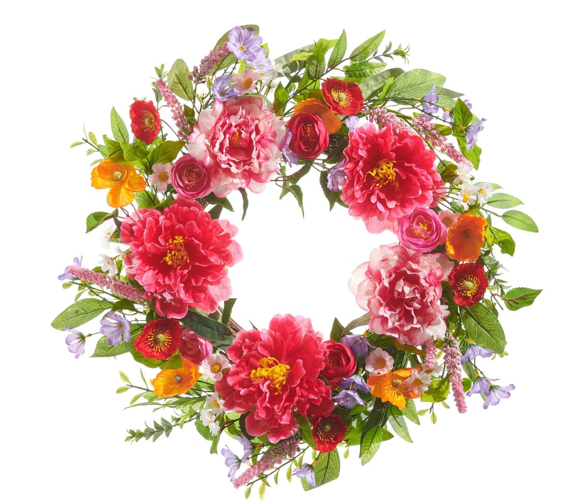 24" Colorful Floral Wreath