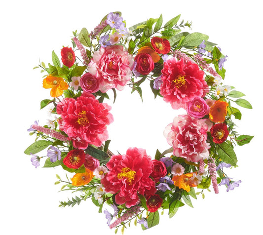 24" Colorful Floral Wreath