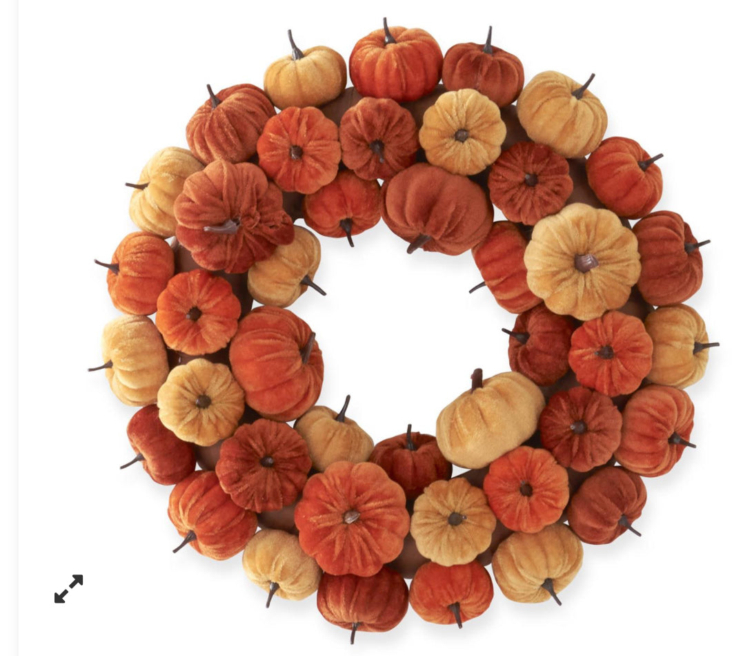 18 Inch Yellow Rust & Orange Velvet Pumpkin Wreath