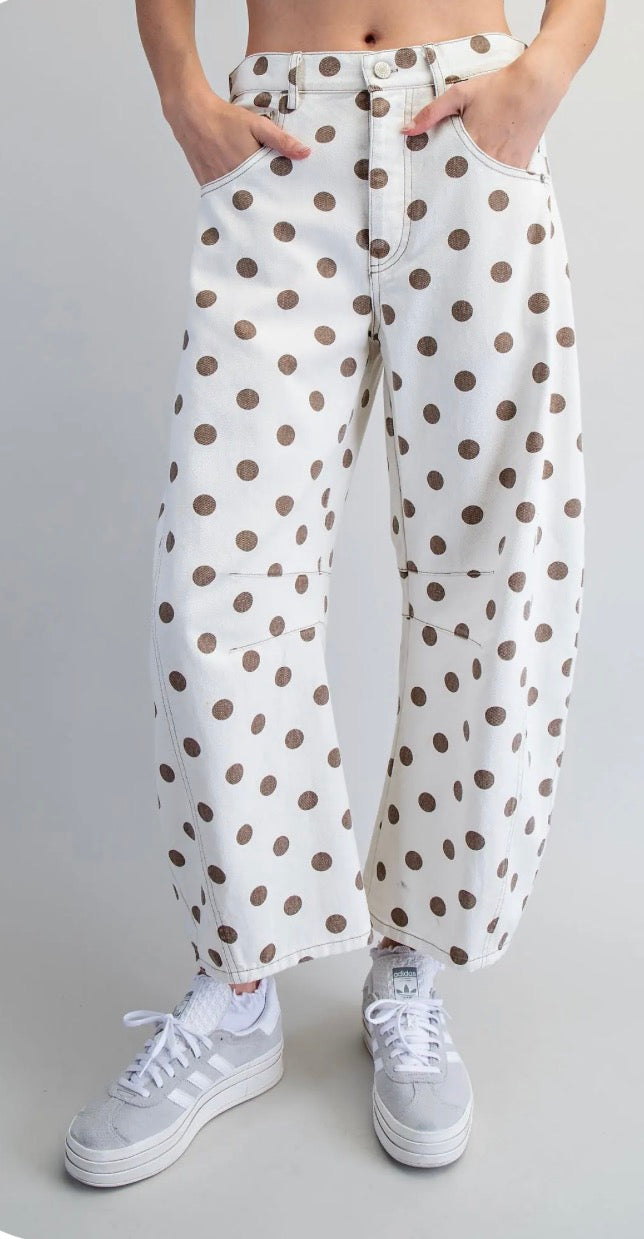 Mineral Washed Polka Dot Barrel Pants