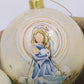4" Handpainted Capiz Ball Ornament Blue Nativity Scenes