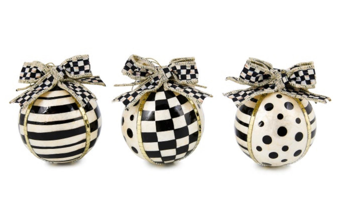 Courtly Noel Capiz Ball Ornaments, Set Of 3