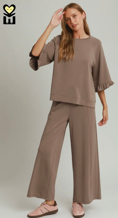 Spaceknit 3/4 sleeve raglan sleeve top