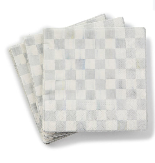Sterling Check Cocktail Paper Napkins
