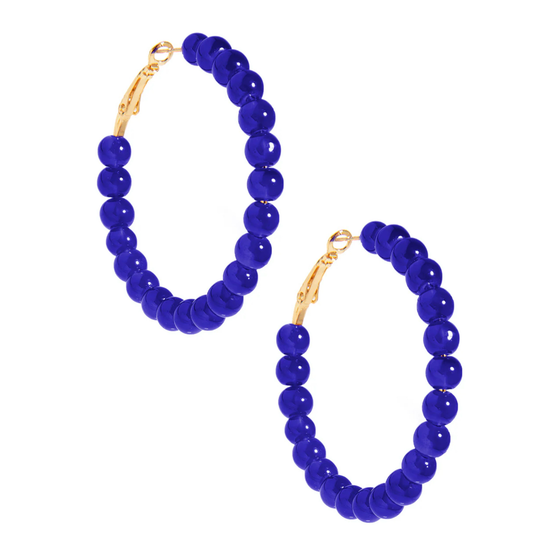 Glass bead hoop earring-cobalt