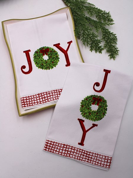 Hand painted tea, towel, joy