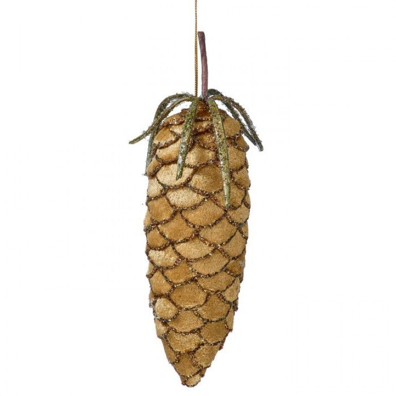 6.5 inch velvet pine cone ornament