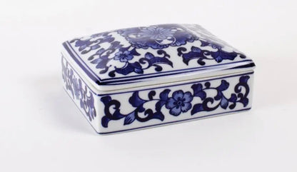 Porcelain Chinoiserie Trinket Box With Lid