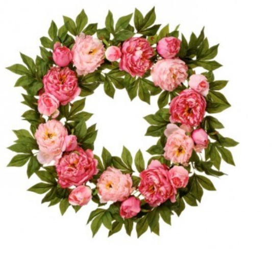 24” peony wreath- rose pink