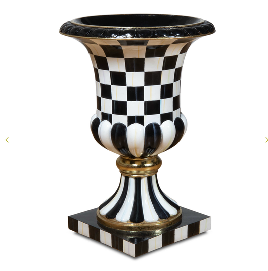 Courtly check pedestal urn