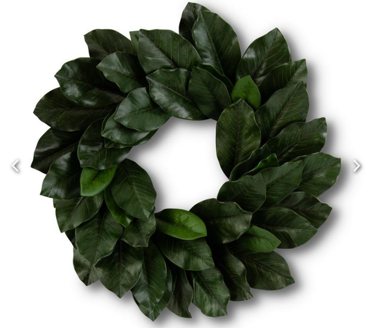 28” green magnolia leaf wreath
