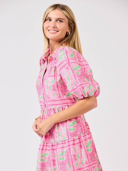 Eloise Dress | Trellis Tiles Pink