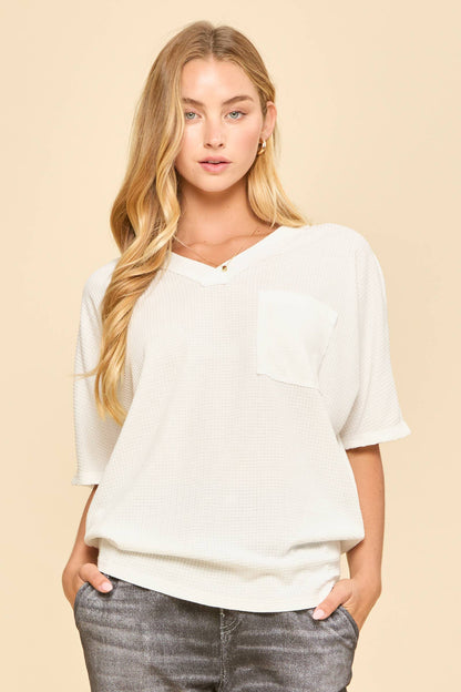 Two Tone Waffle Knit Top
