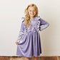 Kids Lavender Velvet bow Ruffle Fancy Holiday Party Dress