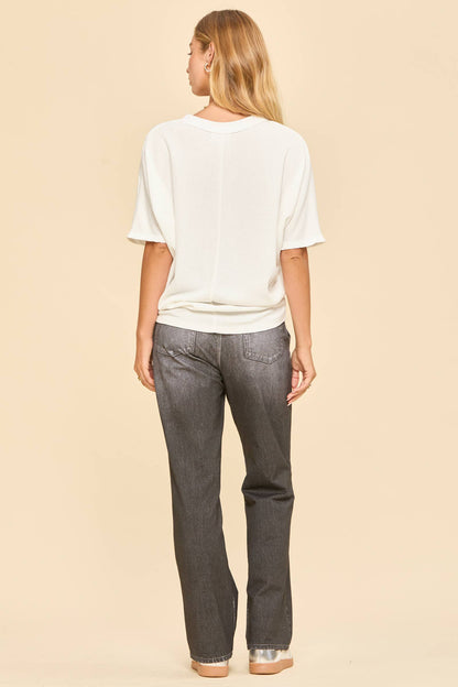 Two Tone Waffle Knit Top