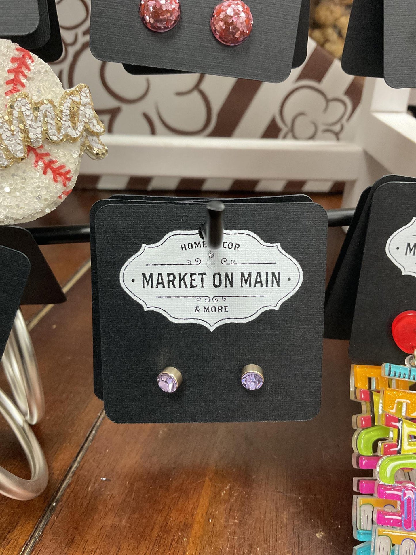 Purple stone earrings studs