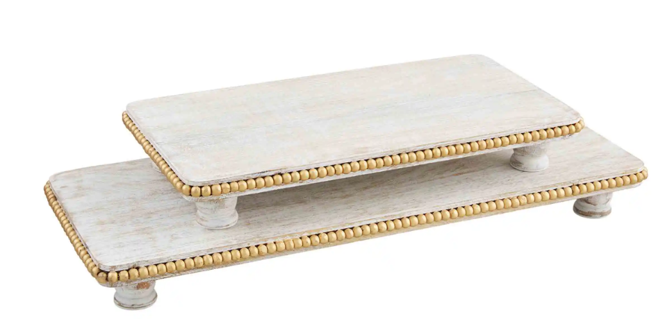 Gold Beaded Serving Board Set