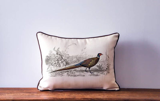European Pheasant Piped Pillow