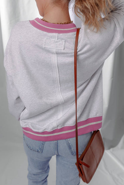 LDC Flower Patch Contrast Trim Crew Neck Sweatshirt