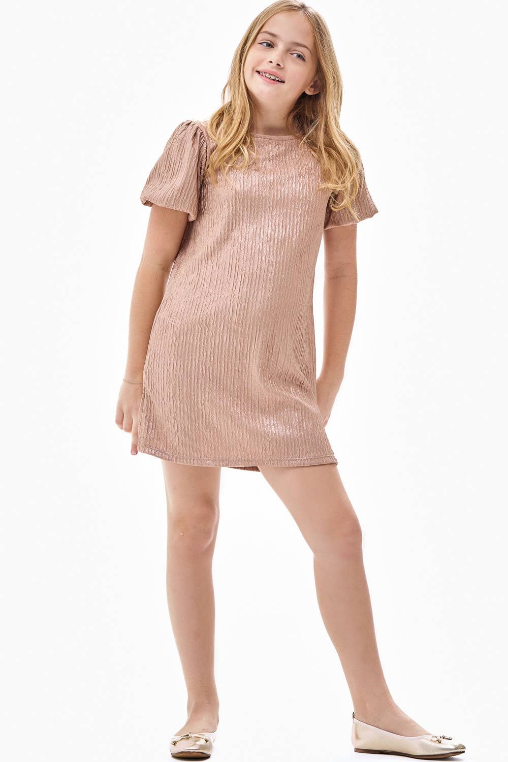 Glitter Jacquard Balloon Sleeve Dress