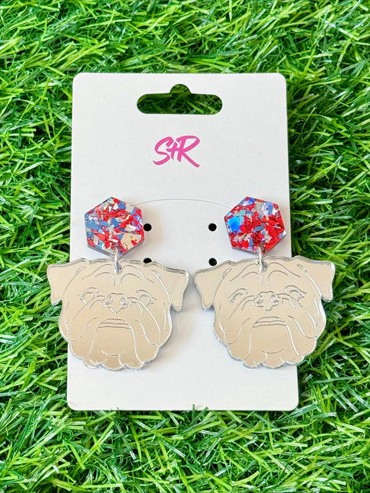 Silver Mirror Acrylic Bulldog “Champ” Dangle