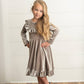 Kids Gray Silver Velvet Ruffle Fancy Christmas Party Dress