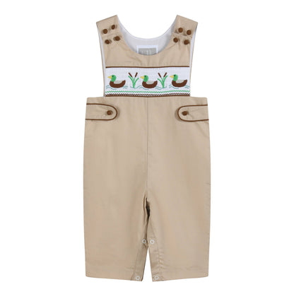 Light Brown Mallard Smocked Overalls