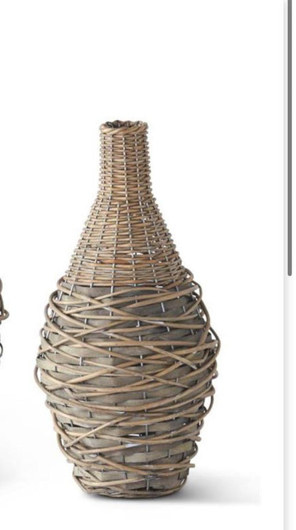 Woven Willow & Metal Vases