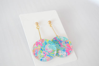 Preppy Earrings, Colorful Circle Earrings, Acrylic Earrings