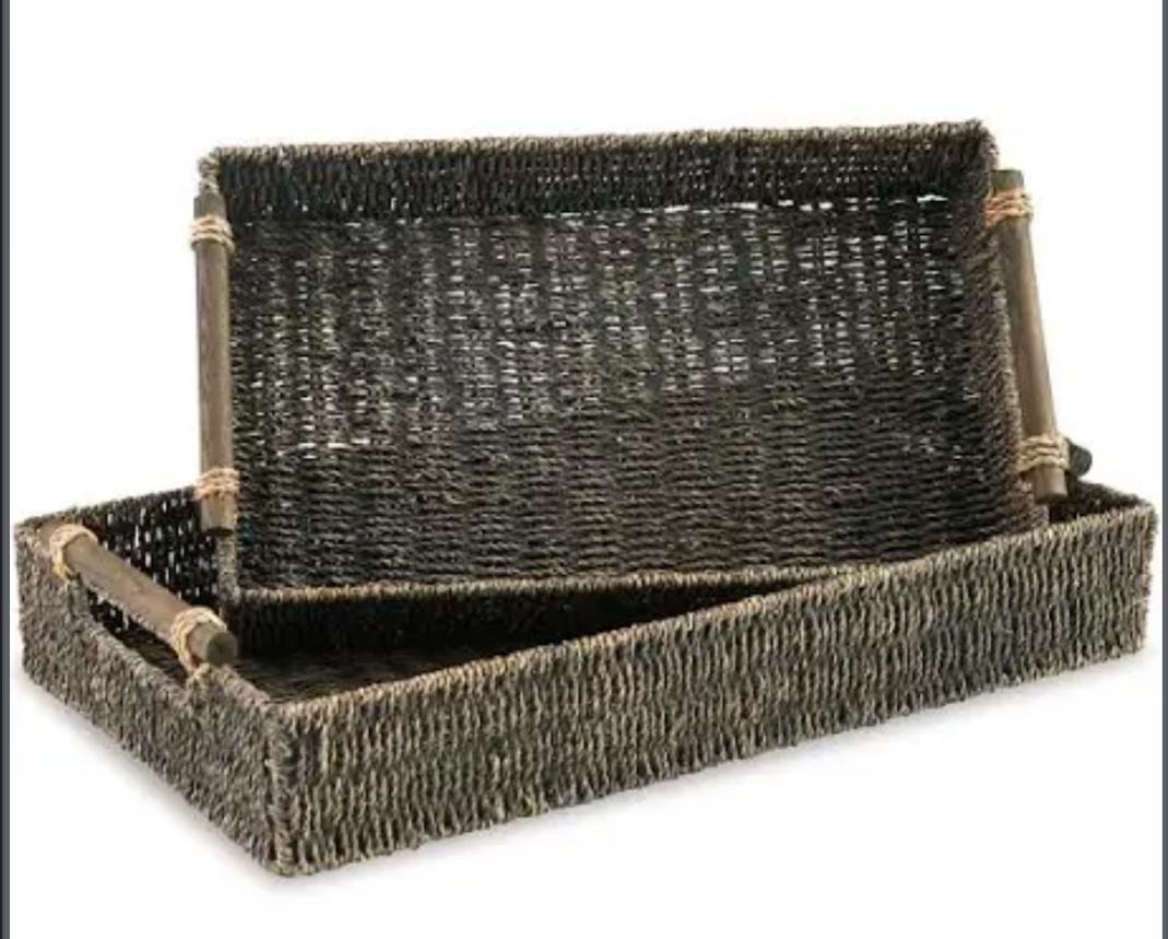 Grey Wicker Tray