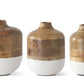 Mango Wood & White Metal Bottom Vases