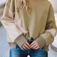 LDC Contrast Star Patchwork Exposed Seam Shoulder Sweatshirt