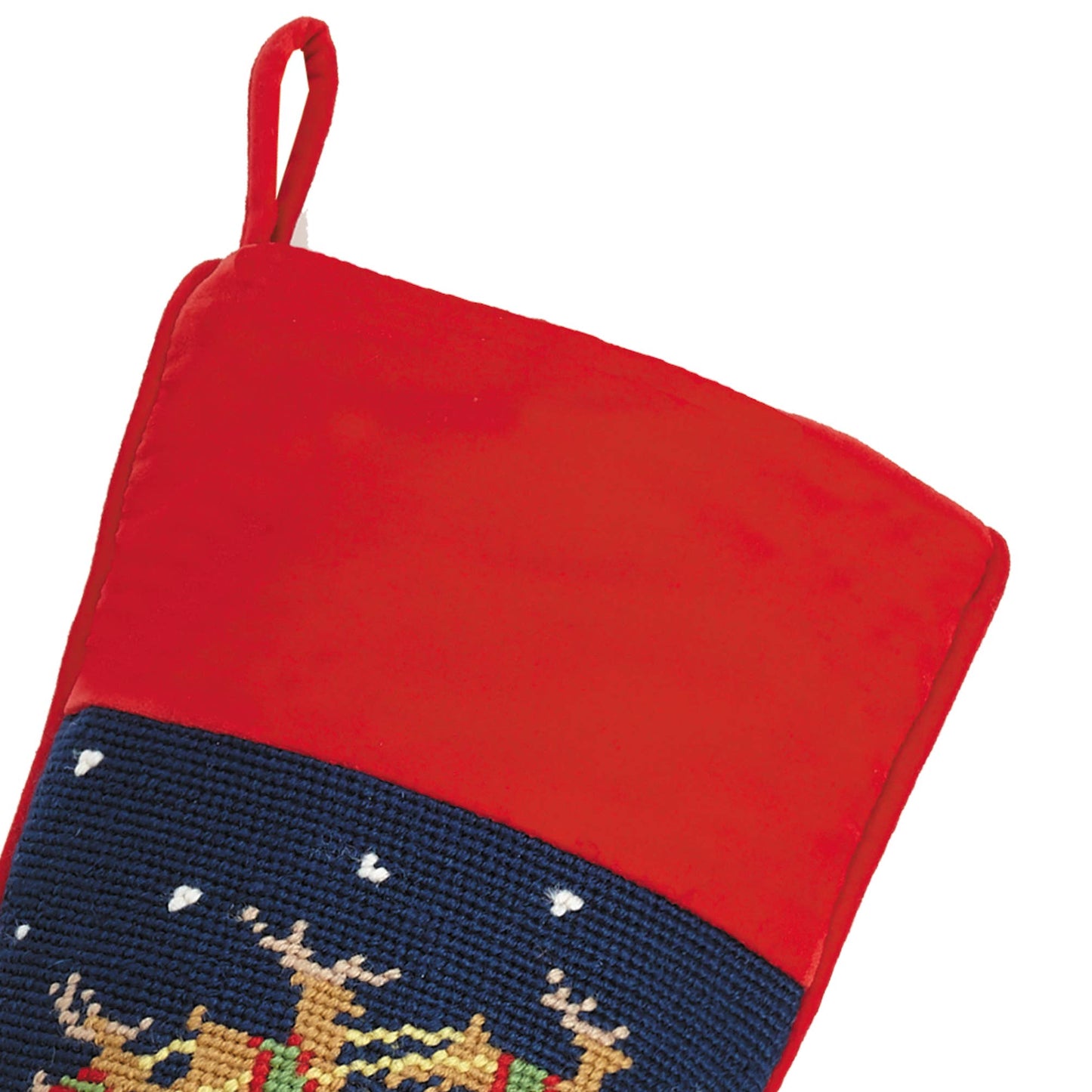 Santa And Reindeers Needlepoint Stocking