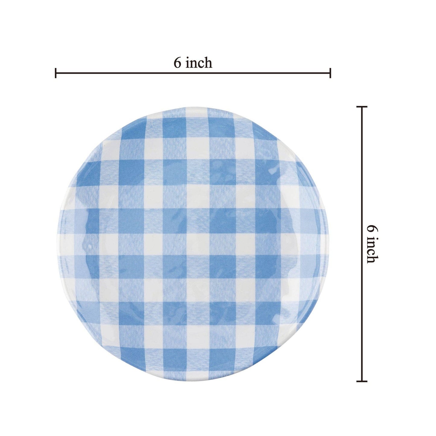 Gingham 6" Melamine Plates, Blue