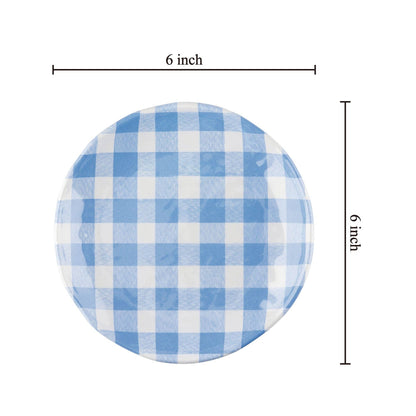 Gingham 6" Melamine Plates, Blue