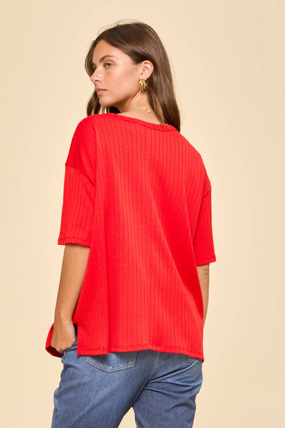 Boyfriend Ribbed Knit Top