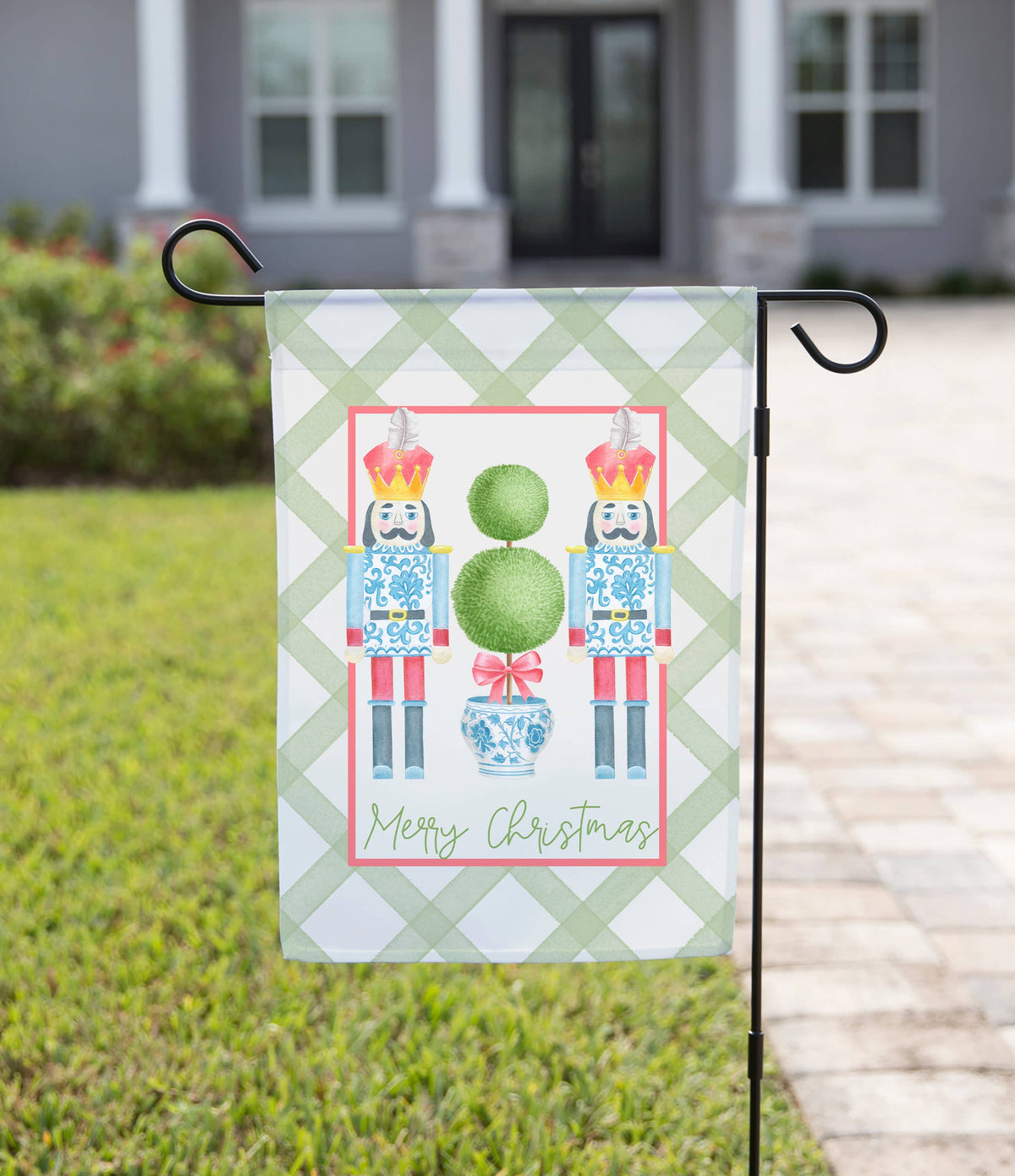 Christmas Garden Flag - Topiary Nutcracker