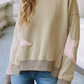 LDC Contrast Star Patchwork Exposed Seam Shoulder Sweatshirt