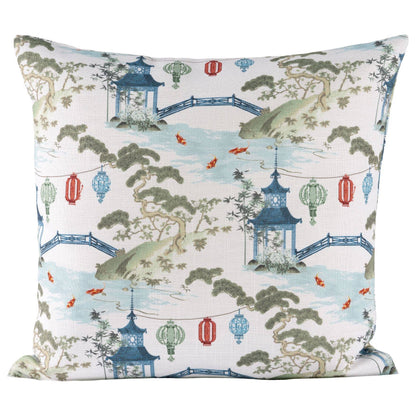Pearl Tranquil Pagoda Print Throw Pillow