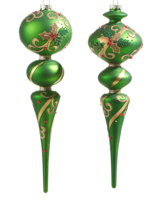 11.5" Holly Leaf Finial Ornament