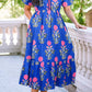 LDC Floral Puff Short Sleeve V Neck High Waist Maxi Dress