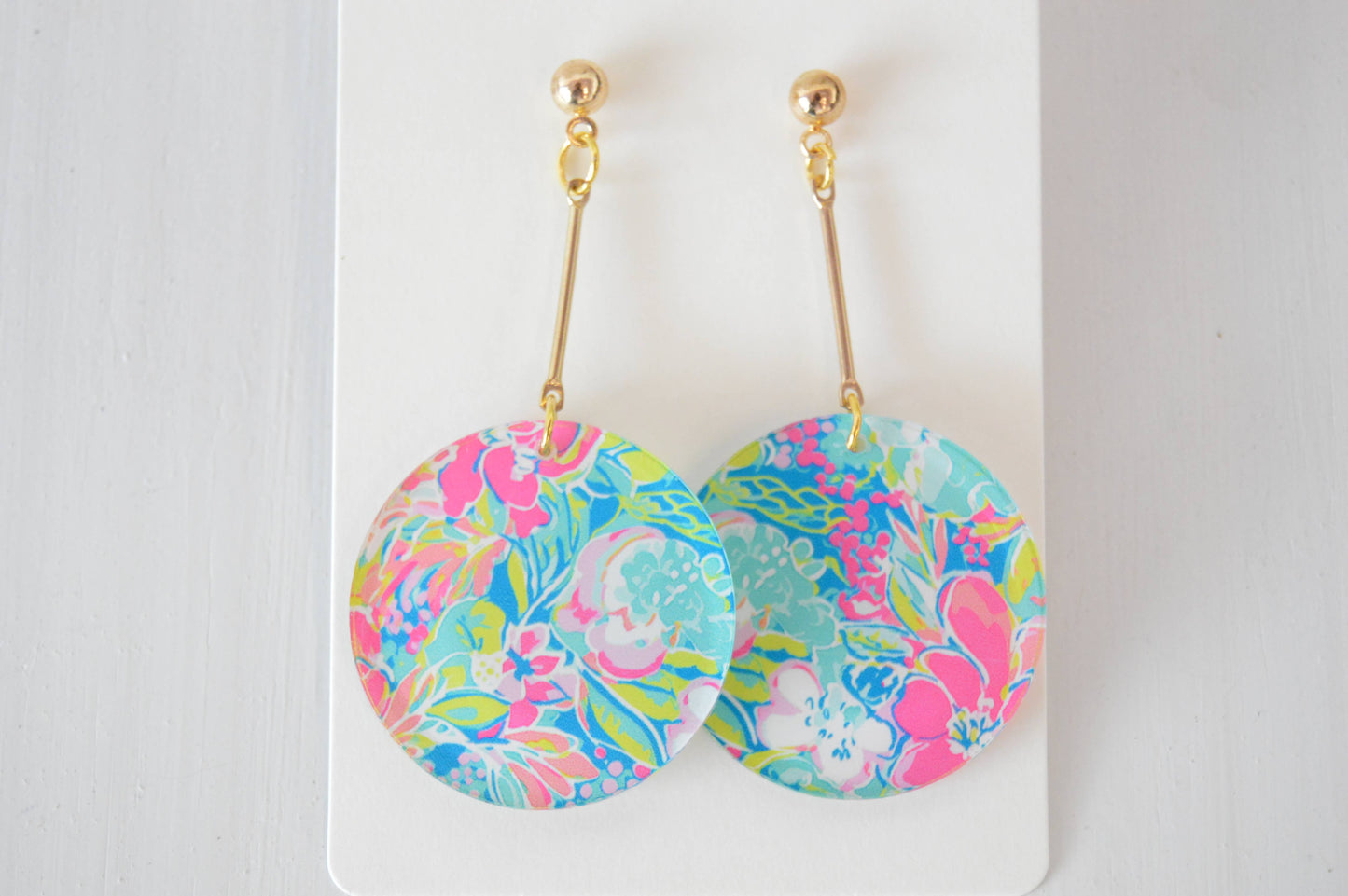 Preppy Earrings, Colorful Circle Earrings, Acrylic Earrings