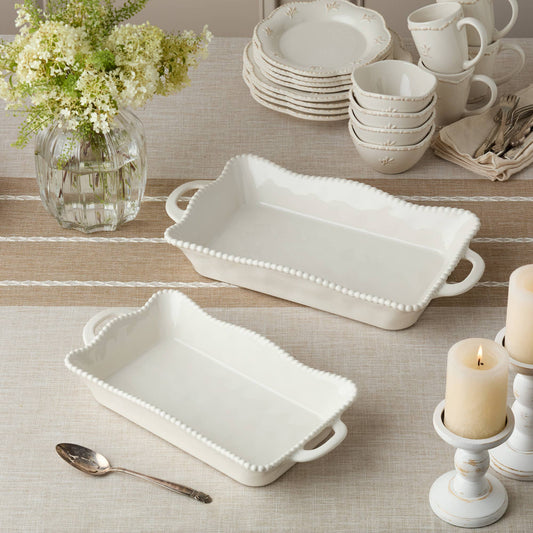 Perlette Cream Medium Rectagular Baker 14in x 8.75in