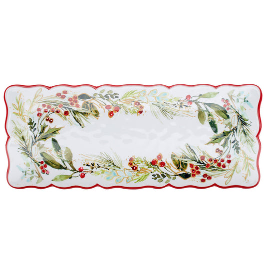 Christmas Gatherings  Melamine Rect Platter 19in x 8in