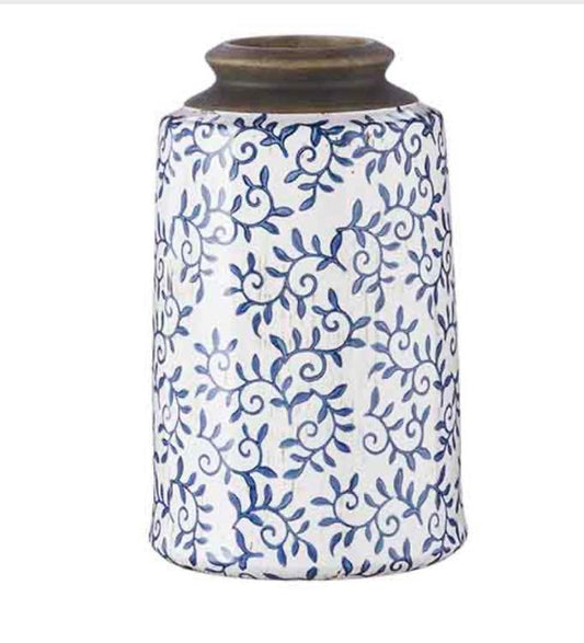 Blue transferware vase