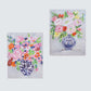 floral canvas blue white vase