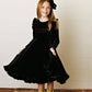 Kids Black Velvet Ruffle Fancy Winter Christmas Party Dress