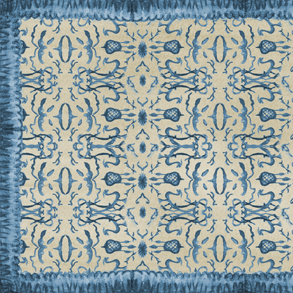 Blue & Tan Chinoiserie Vinyl Floor Mat
