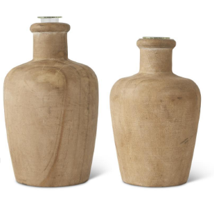 Wood Bud Vases W/Glass Insert