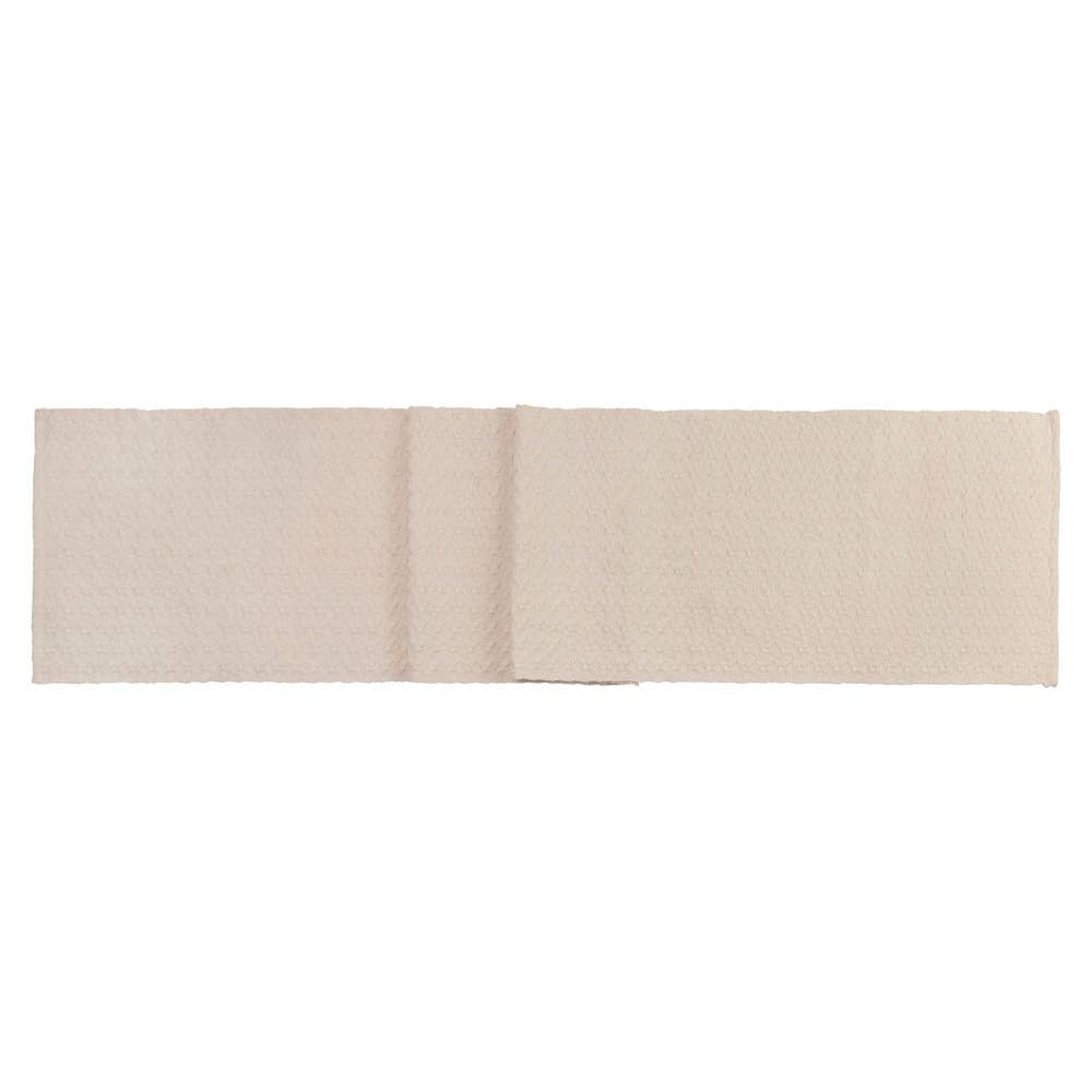 72" Long Ivory Cobble Woven Cotton Table Runner